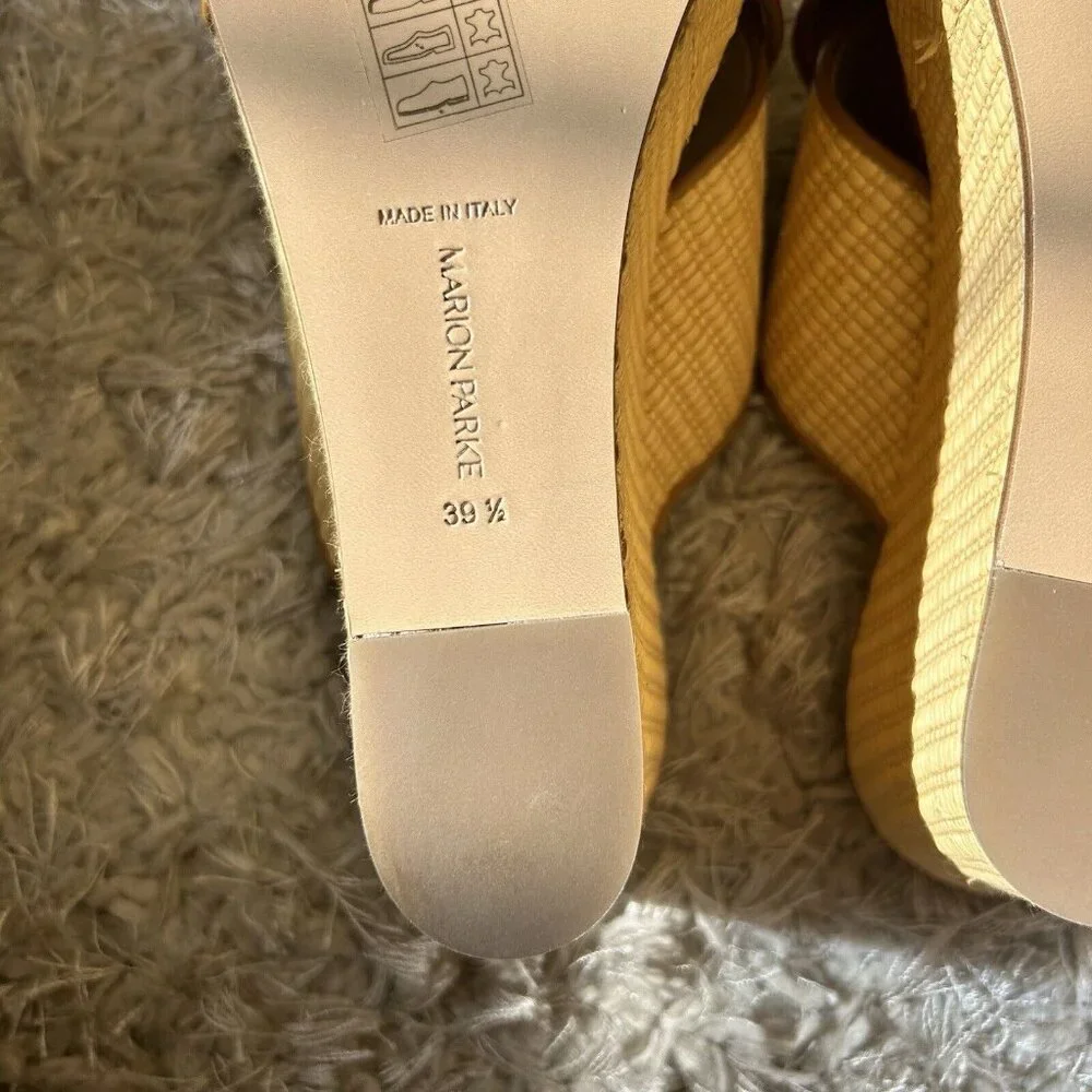 MARION PARKE Yellow Woven Crisscross Wedge Sandals